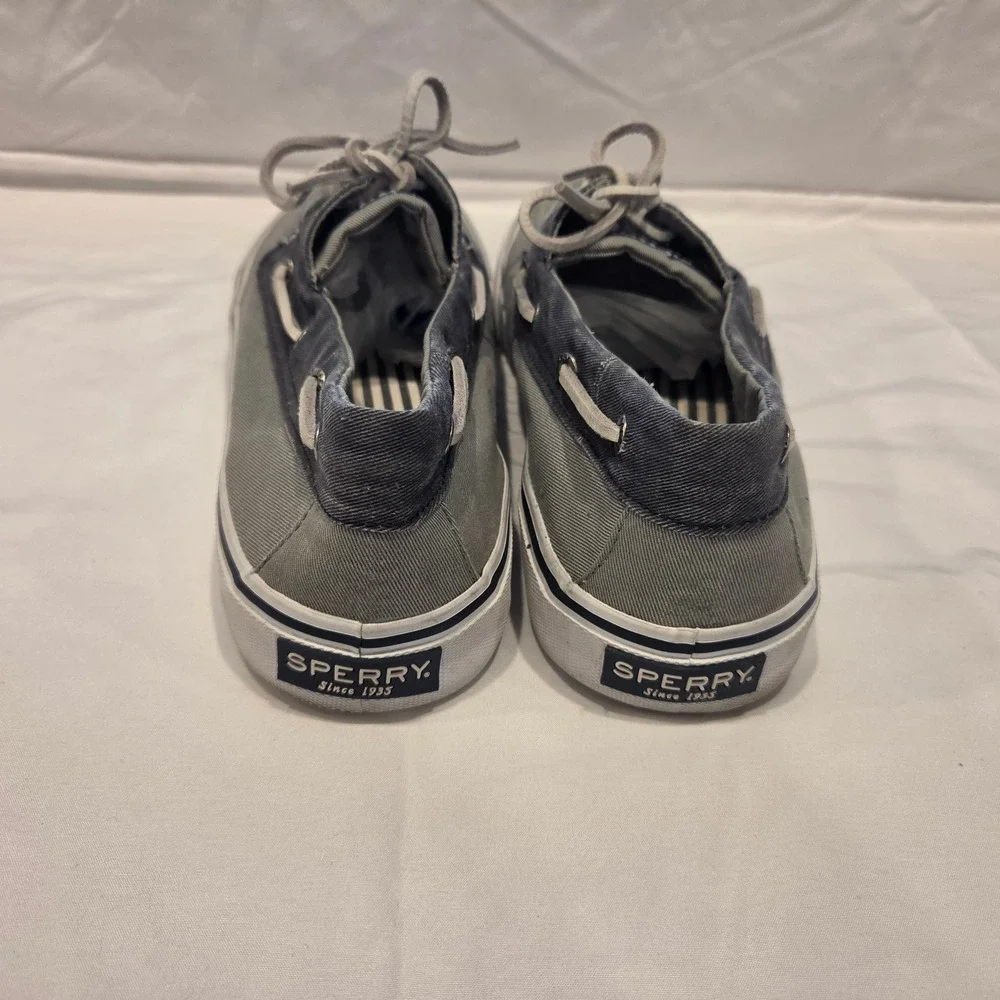 Sperry Top-Sider Mens Grey Navy Canvas Boat Shoes STS22018 Size 11